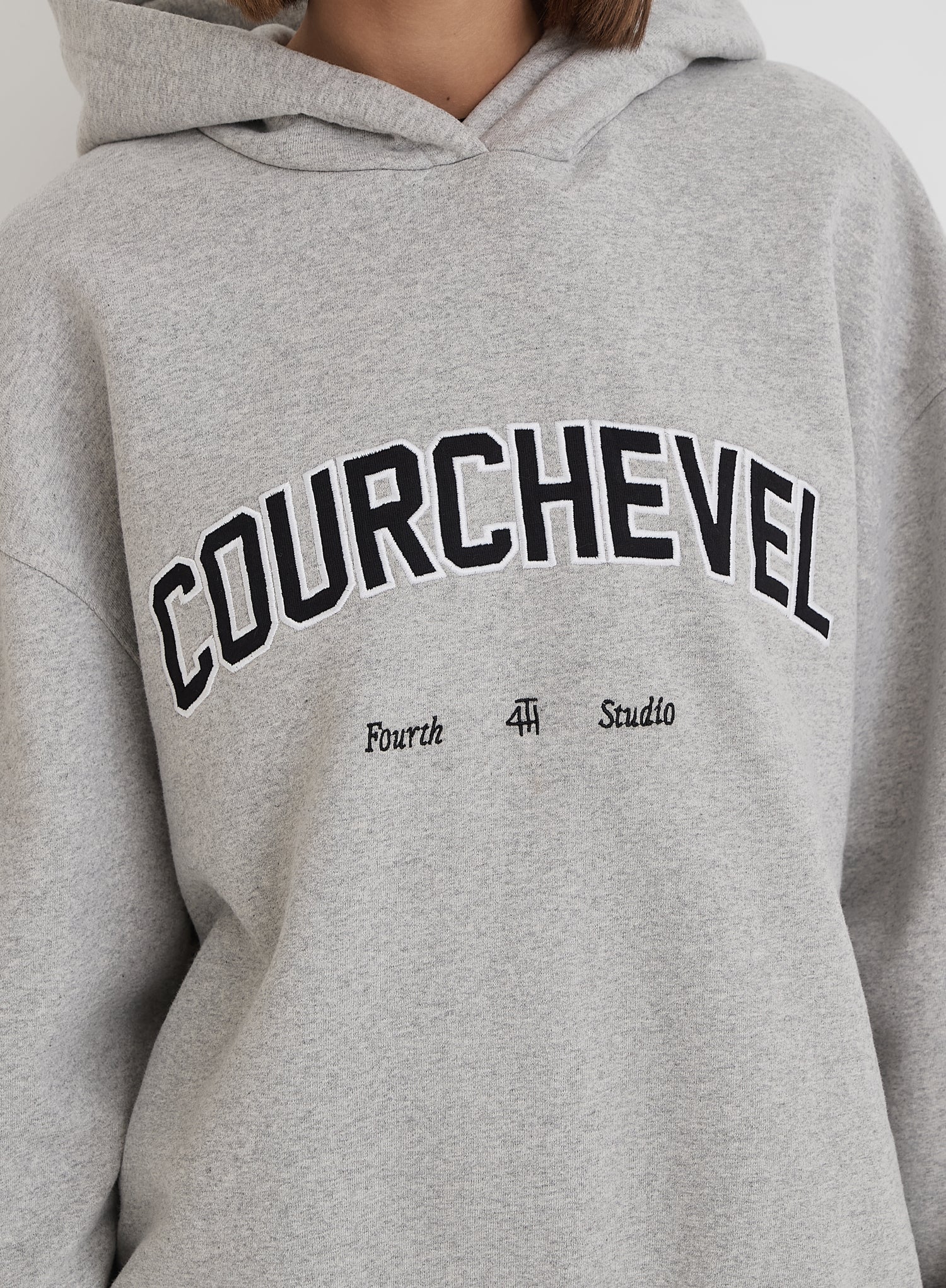 Grey Courchevel Slogan Oversized Hoodie